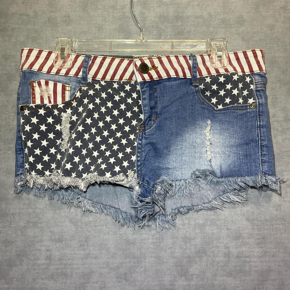 American flag denim shorts
